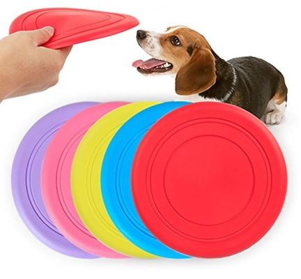 Pet Frizbi OEM Bite Dayanıklı 17.8cm Silikon Kauçuk Oyuncaklar